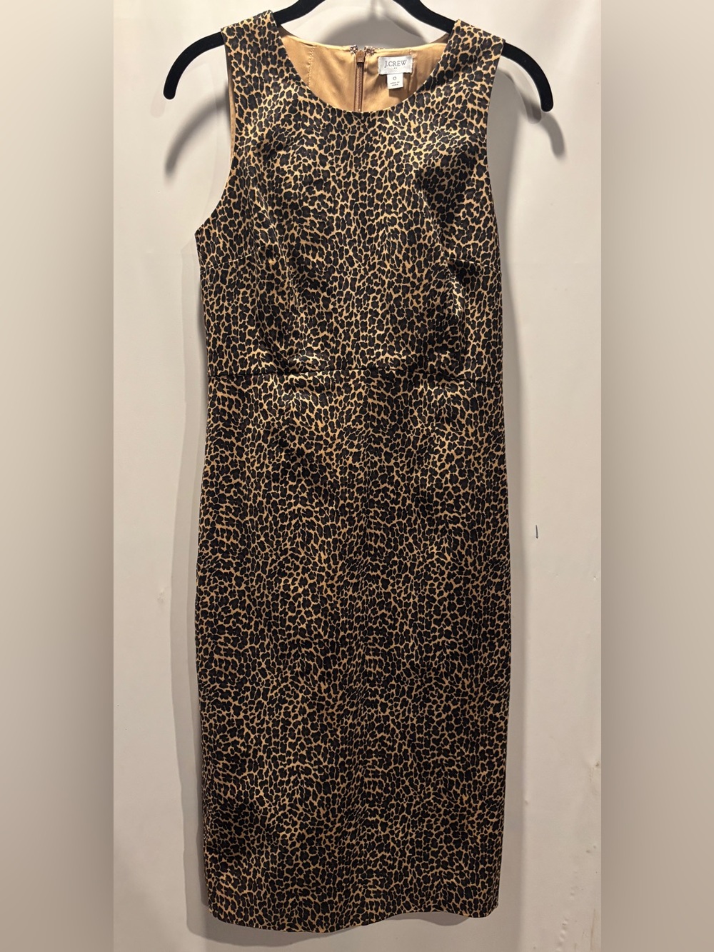 J. Crew Sleeveless Leopard Print Sheath Dress in Tan and Black Size 0